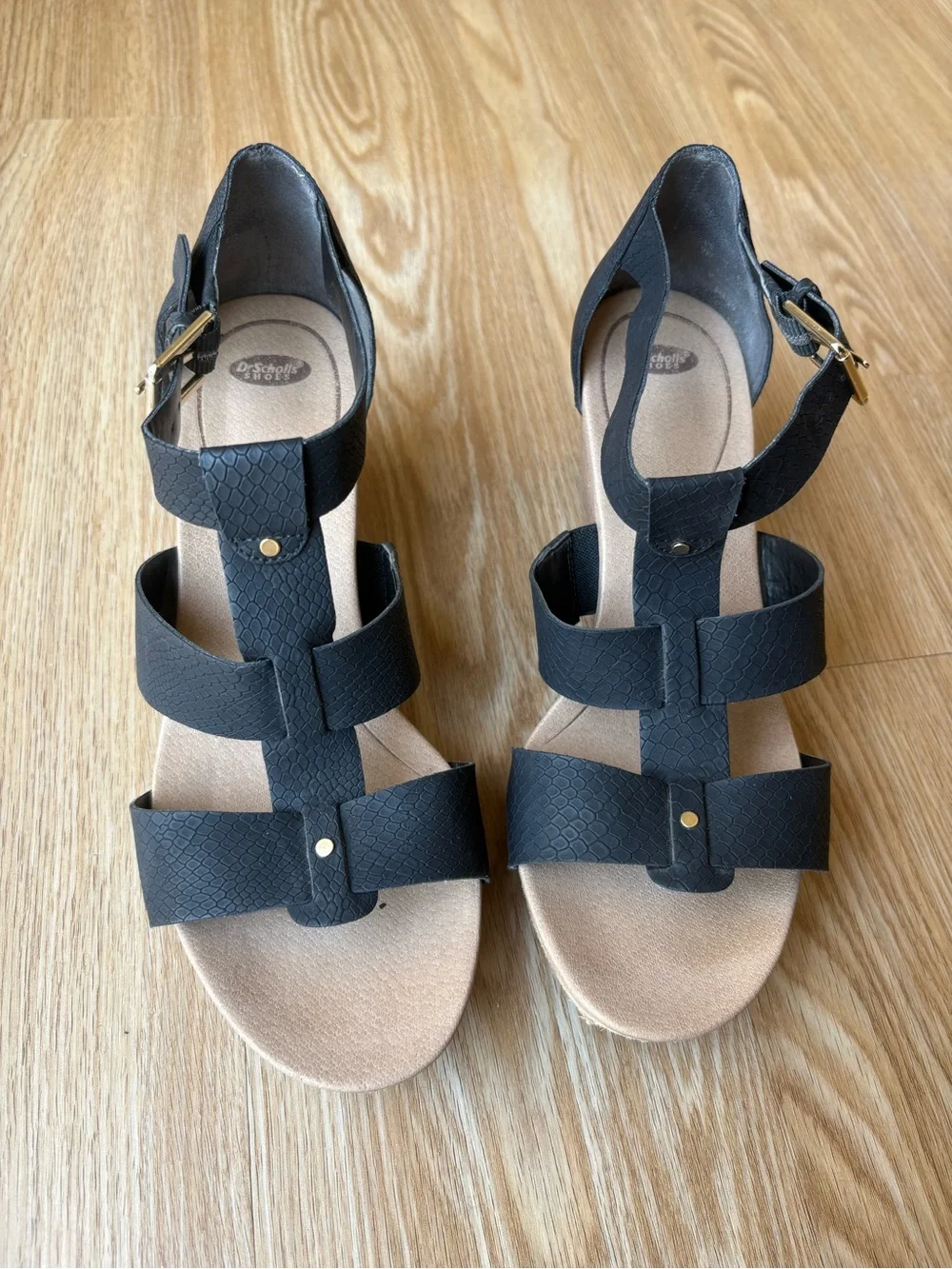 Black Strappy Women's Sandals - Comfort Footbed Dr Scholls 9W